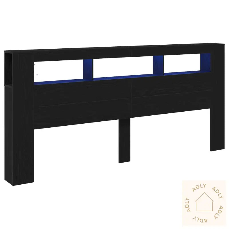 Oppbevaringshodegjerde Med Led-Lamper Svart Eik 220X18,5X103,5 Cm