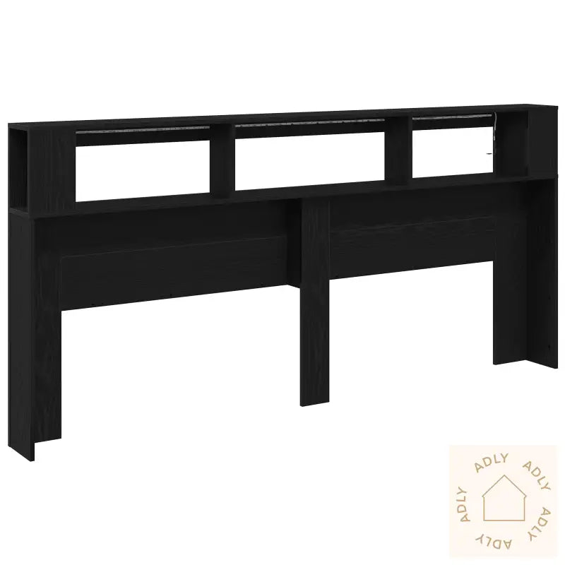 Oppbevaringshodegjerde Med Led-Lamper Svart Eik 220X18,5X103,5 Cm