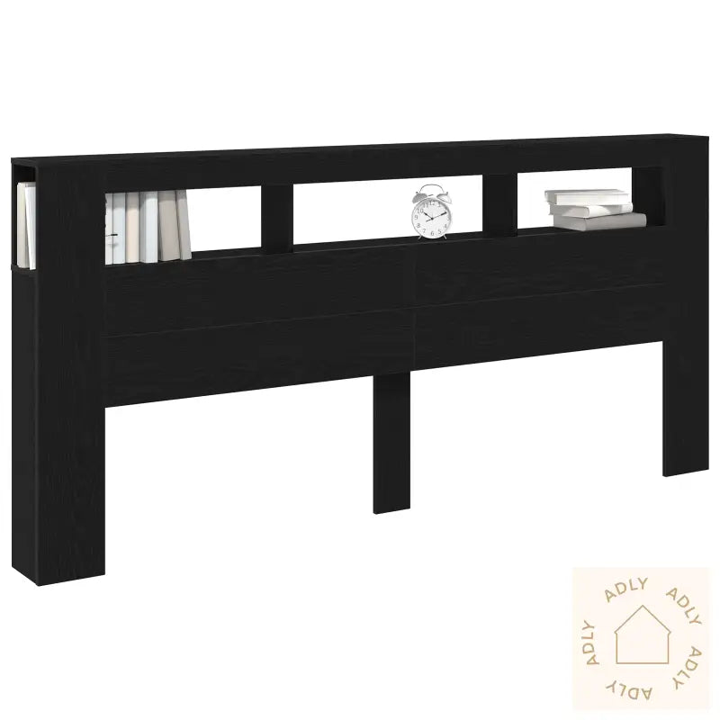 Oppbevaringshodegjerde Med Led-Lamper Svart Eik 220X18,5X103,5 Cm