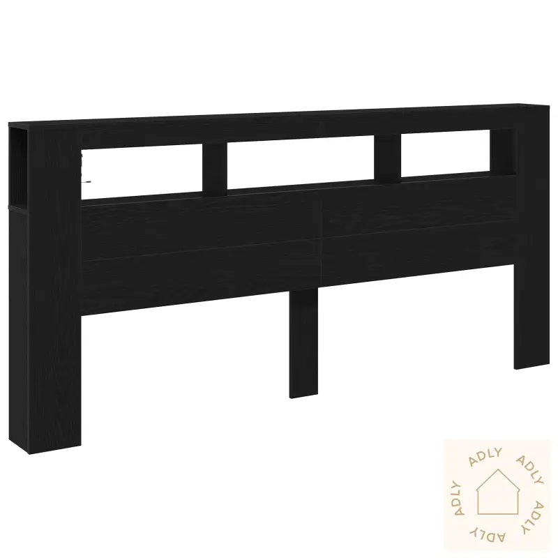 Oppbevaringshodegjerde Med Led-Lamper Svart Eik 220X18,5X103,5 Cm