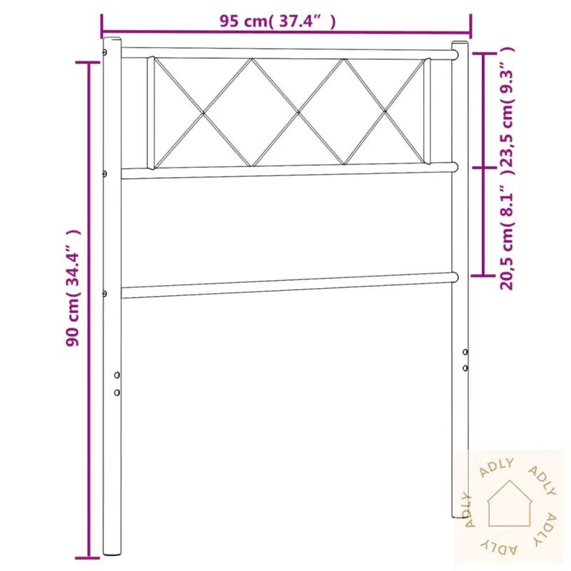 Sengegavl I Metall Svart 90 Cm
