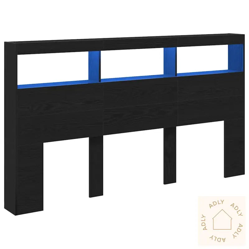 Hodegavl Skap Med Led Svart Eik 180X17X102 Cm