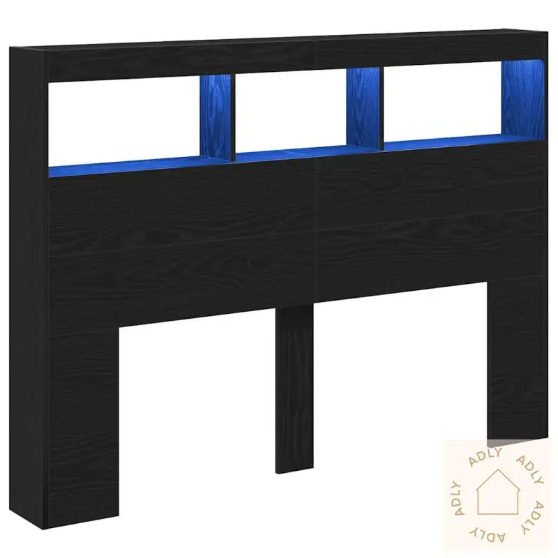 Hodegavl Skap Med Led Svart Eik 140X17X102 Cm