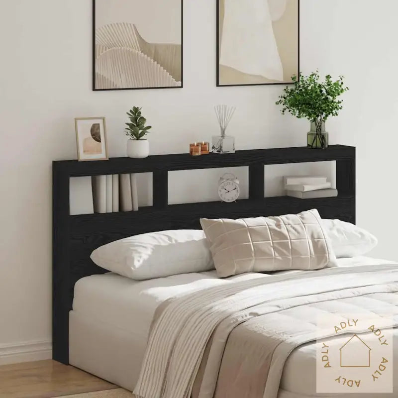 Hodegavl Skap Med Led Svart Eik 180X17X102 Cm