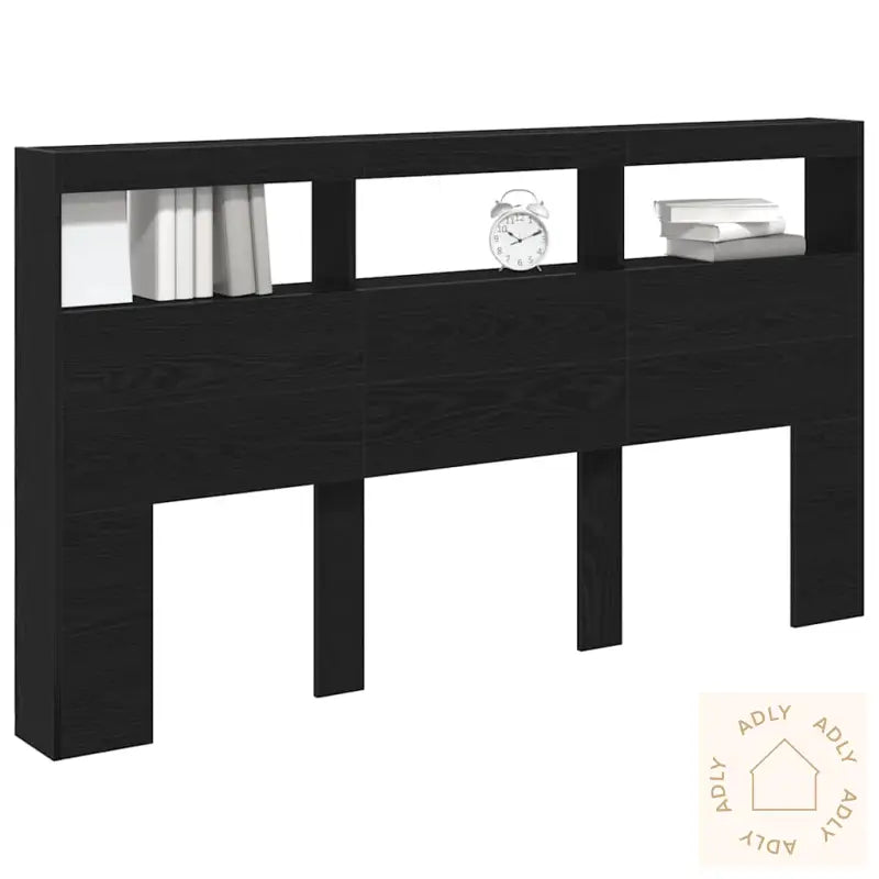 Hodegavl Skap Med Led Svart Eik 180X17X102 Cm