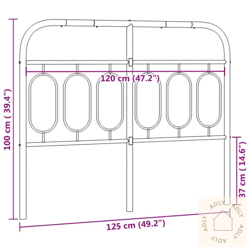 Sengegavl I Metall Svart 120 Cm