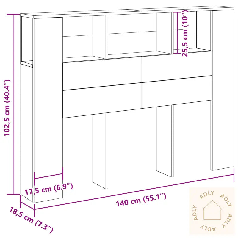 Svart Eik Hodegjerde Kabinett - 140X19X104,5 Cm - Laget Av Ingeniørtre