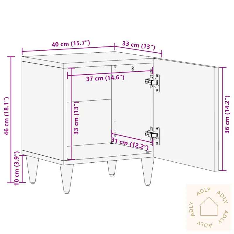 Nattbord 40X33X46 Cm Massivt Mango Tre