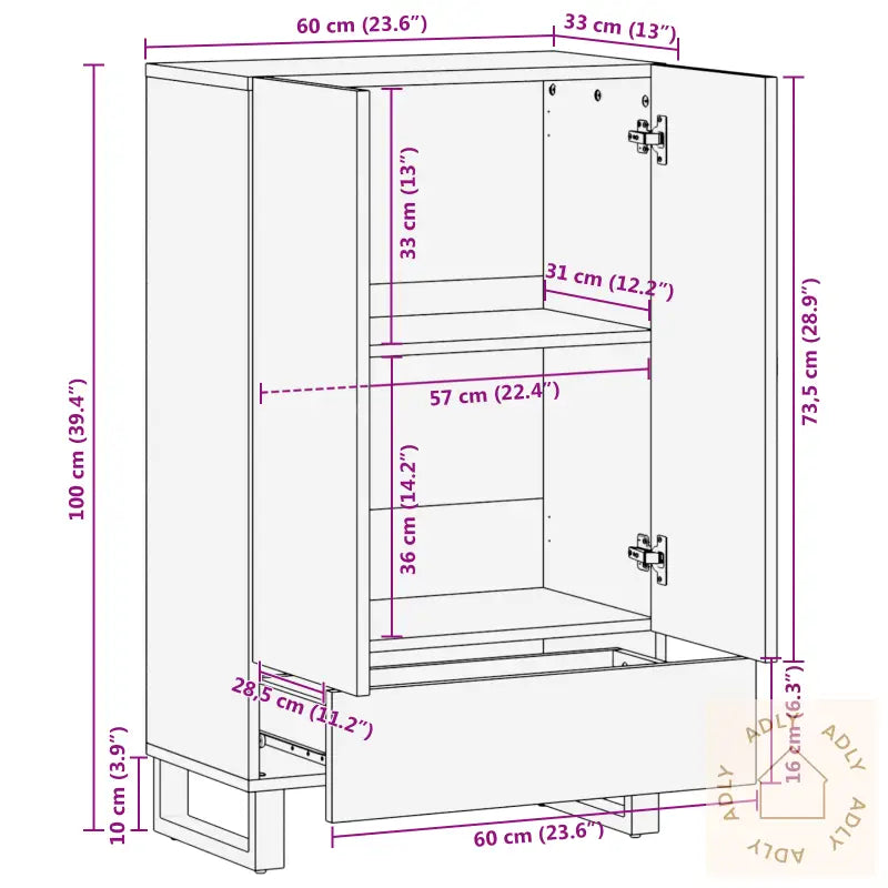 Høybord 60X33.5X100 Cm Massivt Tre