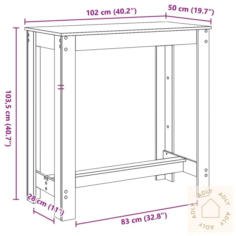 Barbord Grå Sonoma Eik 102X50X103,5 Cm Konstruert Tre