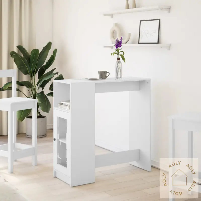 Barbord Med Stativer Hvit 101X40X103,5 Cm Konstruert Tre