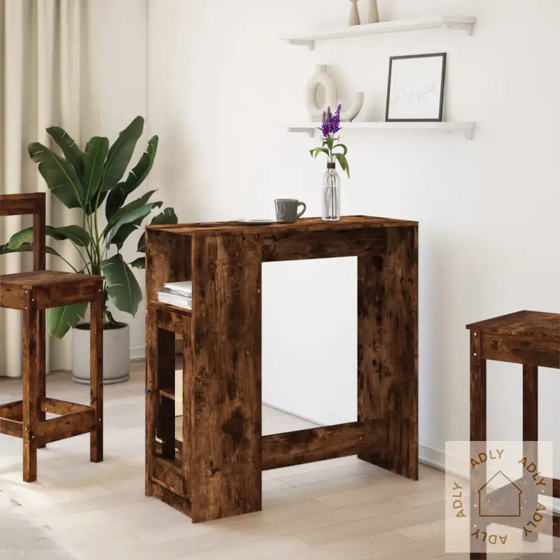 Barbord Med Stativer Røkt Eik 101X40X103,5 Cm Konstruert Tre