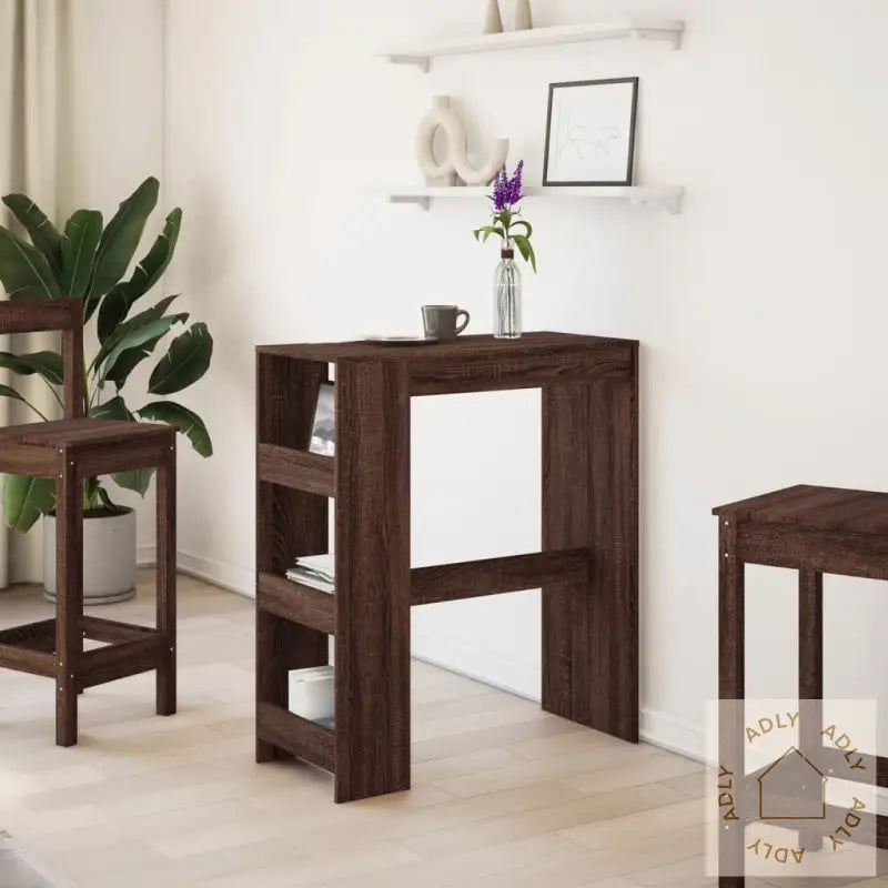 Barbord Med Stativer Brun Eik 90X40X103,5 Cm Konstruert Tre