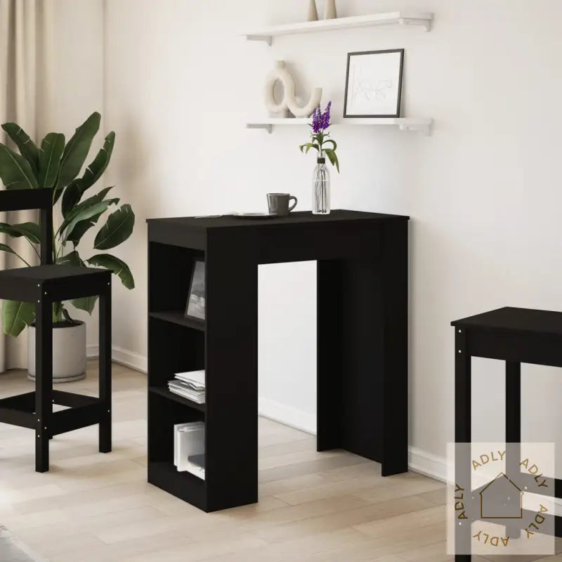 Barbord Med Stativer Svart 95X47X103,5 Cm Konstruert Tre