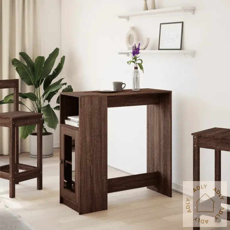 Barbord Med Stativer Brun Eik 101X40X103,5 Cm Konstruert Tre