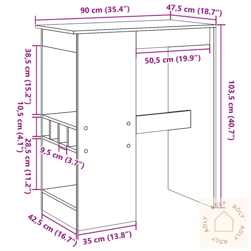 Barbord Med Stativer Brun Eik 90X47,5X103,5 Cm Konstruert Tre