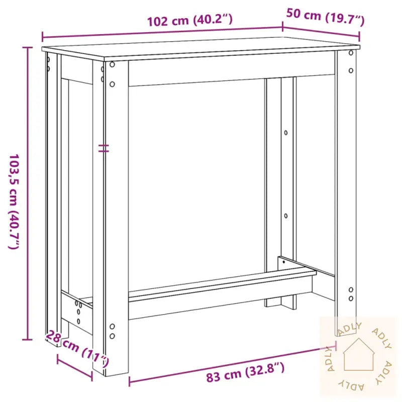 Barbord Sonoma Eik 102X50X103,5 Cm Konstruert Tre