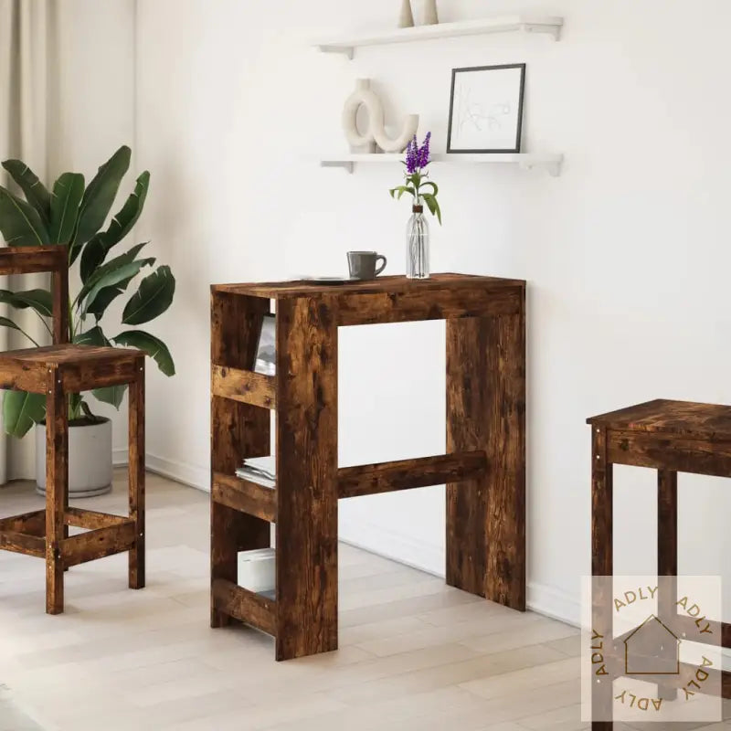 Barbord Med Stativer Røkt Eik 90X40X103,5 Cm Konstruert Tre