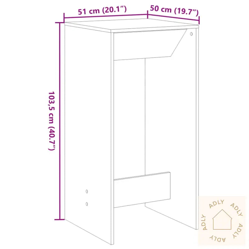 Barbord Hvit 51X50X103,5 Cm Konstruert Tre