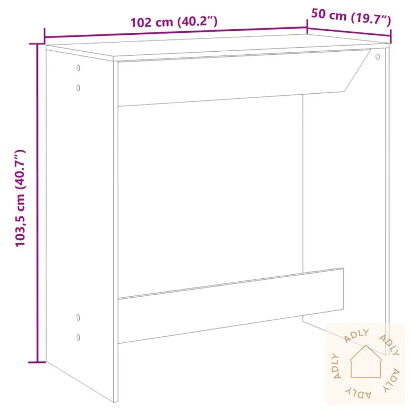 Barbord Betonggrå 102X50X103,5 Cm Konstruert Tre