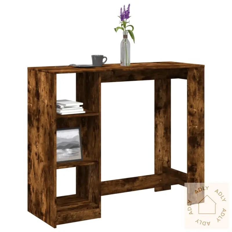 Barbord Med Hylle Røkt Eik 124X46X103,5 Cm Konstruert Tre