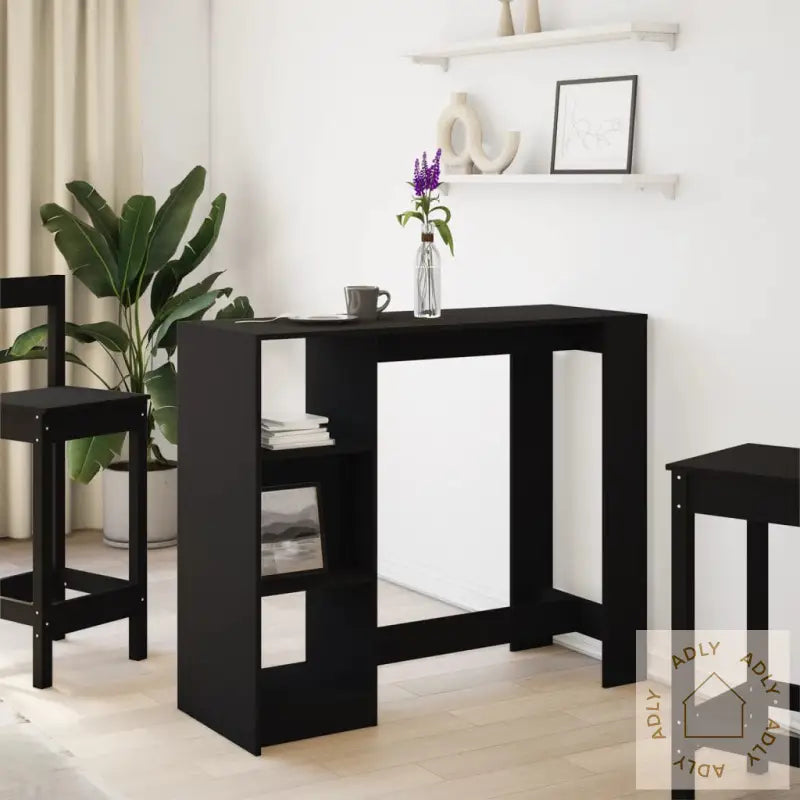 Barbord Med Hylle Svart 124X46X103,5 Cm Konstruert Tre