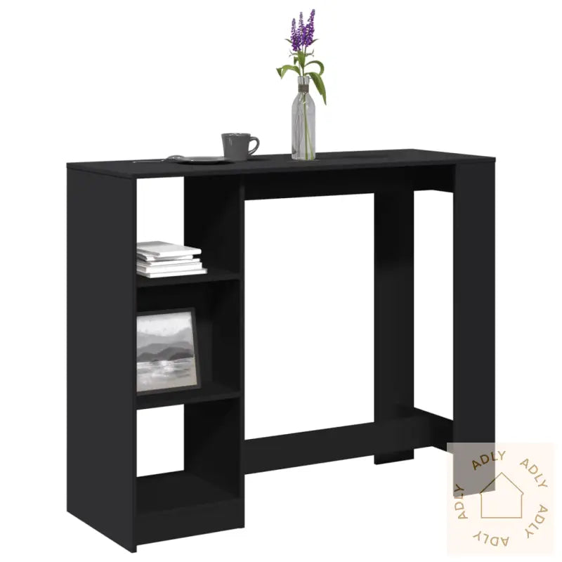 Barbord Med Hylle Svart 124X46X103,5 Cm Konstruert Tre