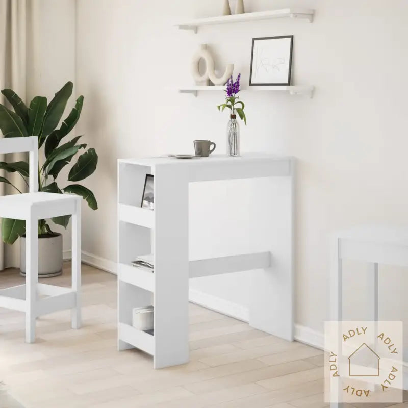 Barbord Med Stativer Hvit 90X40X103,5 Cm Konstruert Tre