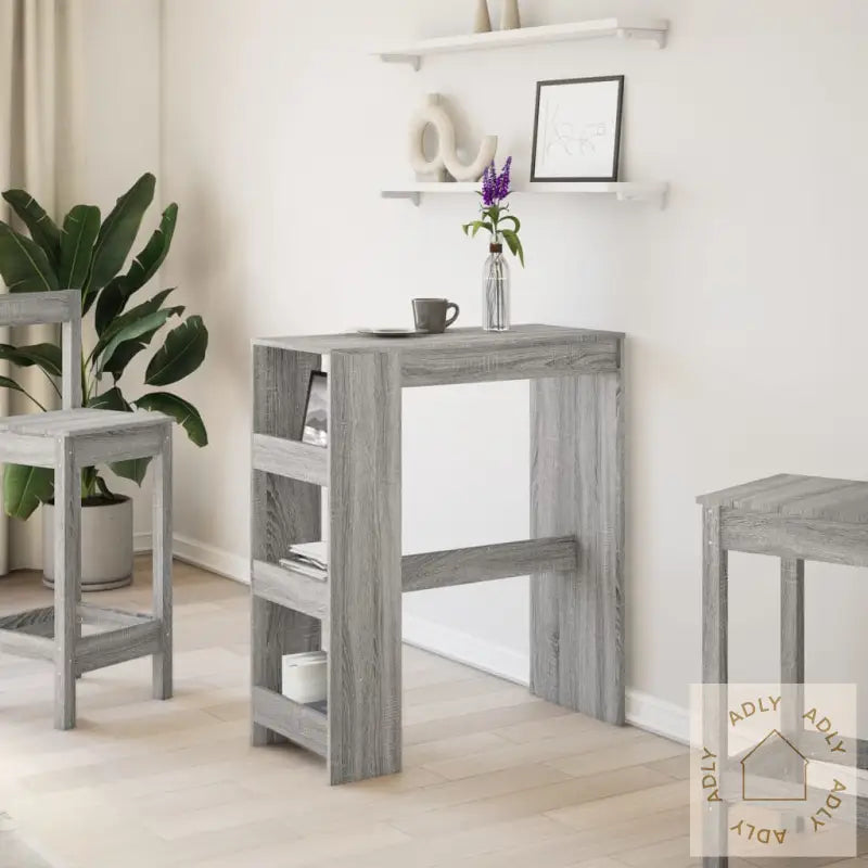 Barbord Med Stativer Grå Sonoma 90X40X103,5 Cm Konstruert Tre