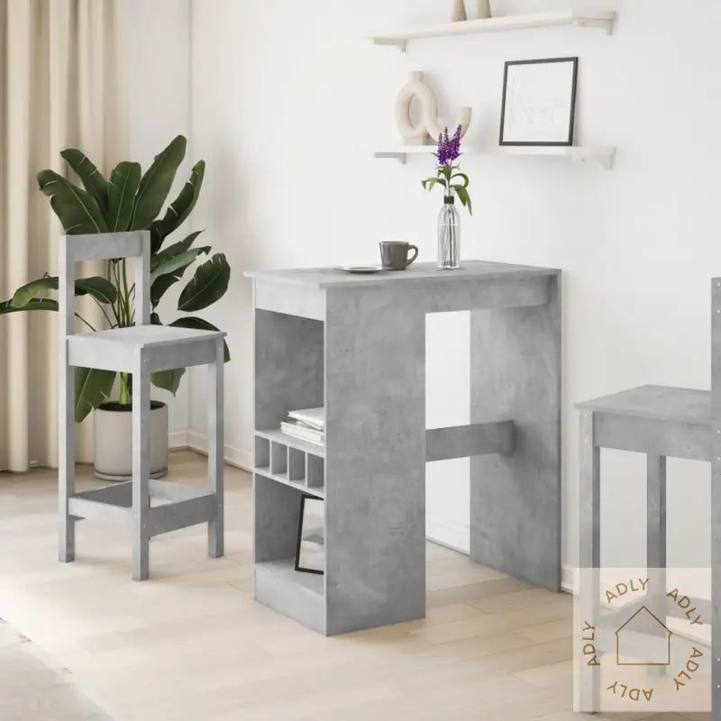 Barbord Med Stativer Betonggrå 90X47,5X103,5 Cm Konstruert Tre