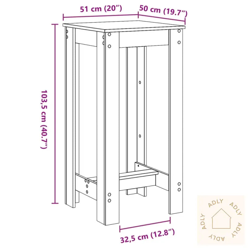 Barbord Betonggrå 51X50X103,5 Cm Konstruert Tre