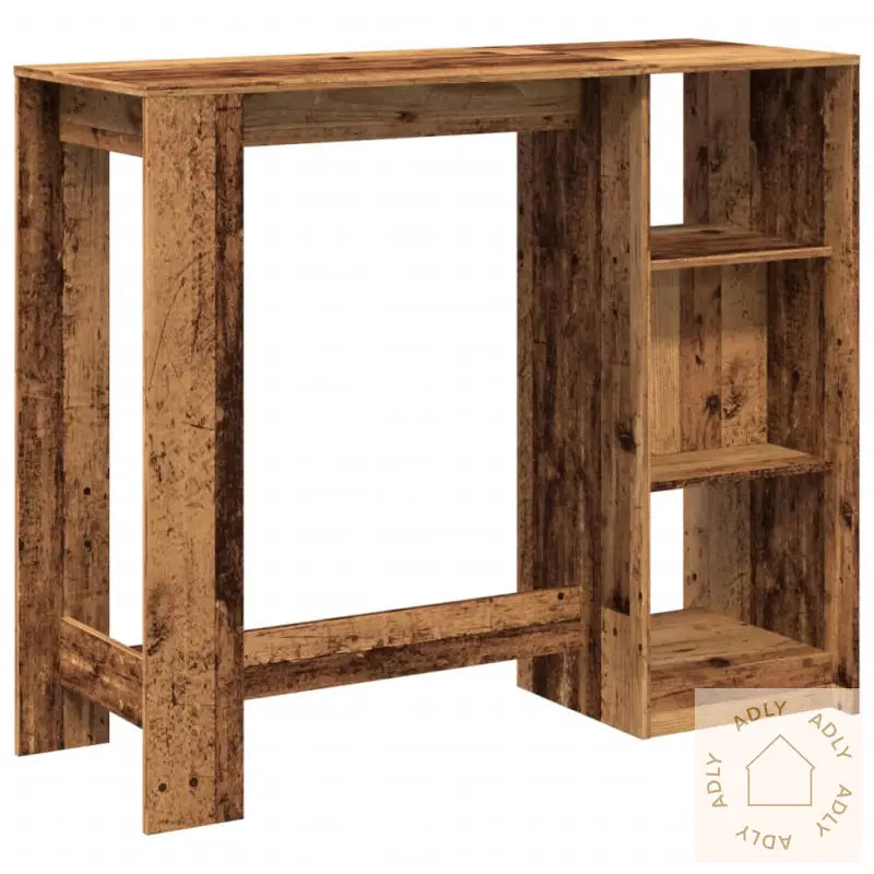 Barbord Med Hylle Gammelt Tre 124X46X103,5 Cm Konstruert Tre