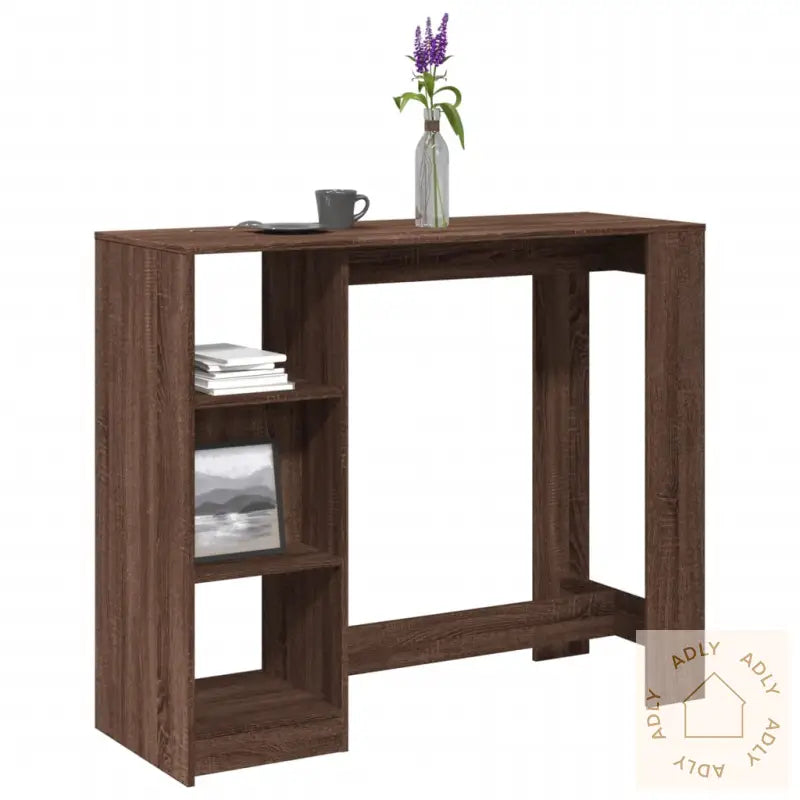Barbord Med Hylle Brun Eik 124X46X103,5 Cm Konstruert Tre
