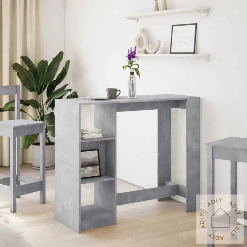 Barbord Med Hylle Betonggrå 124X46X103,5 Cm Konstruert Tre