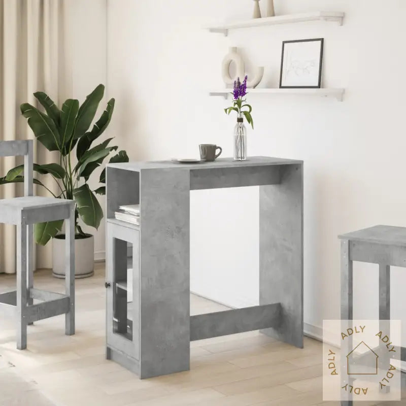 Barbord Med Stativer Betonggrå 101X40X103,5 Cm Konstruert Tre