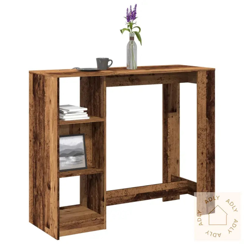 Barbord Med Hylle Gammelt Tre 124X46X103,5 Cm Konstruert Tre