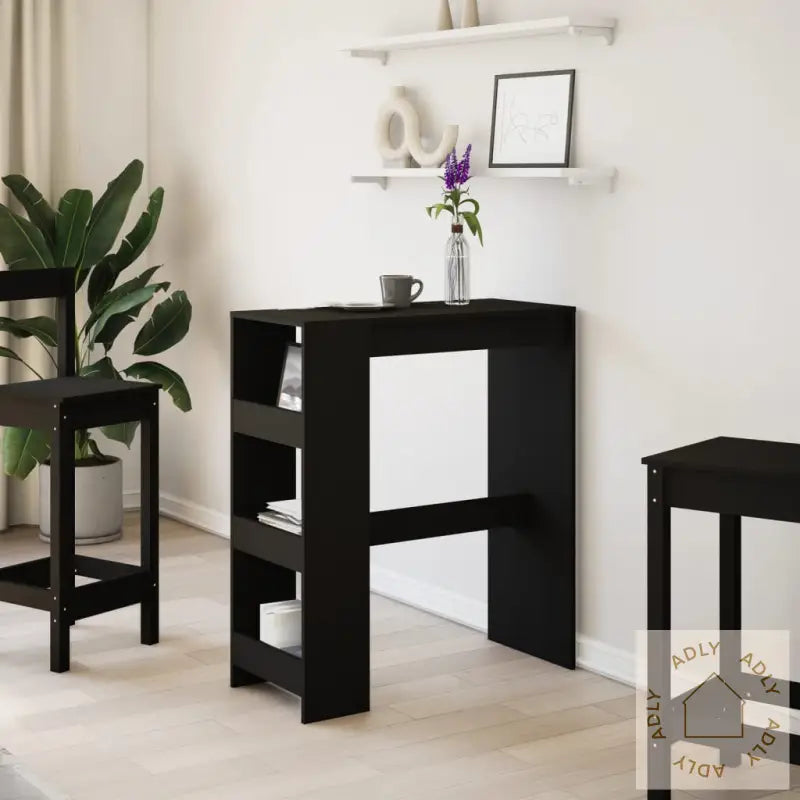 Barbord Med Stativer Svart 90X40X103,5 Cm Konstruert Tre