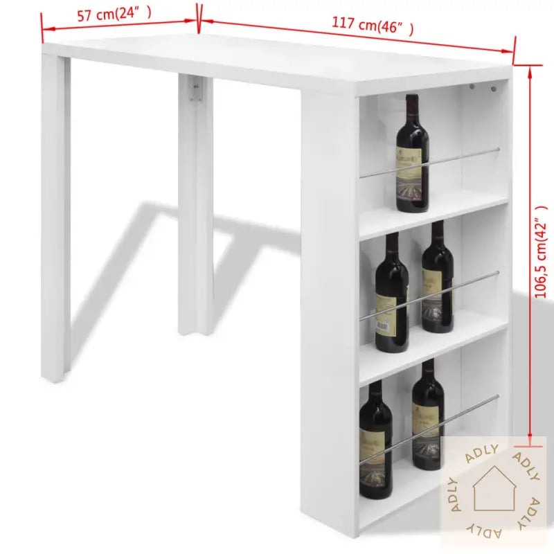 Barbord Mdf Med Vinstativ Høyglans Hvit
