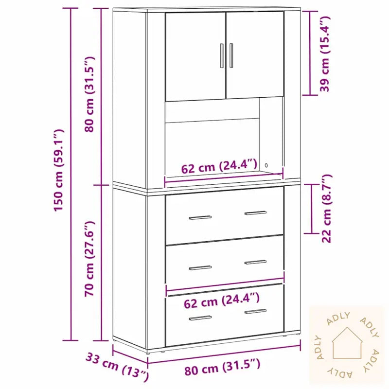 Høyhylle Artisan Oak 80X33X150 Cm Konstruert Tre