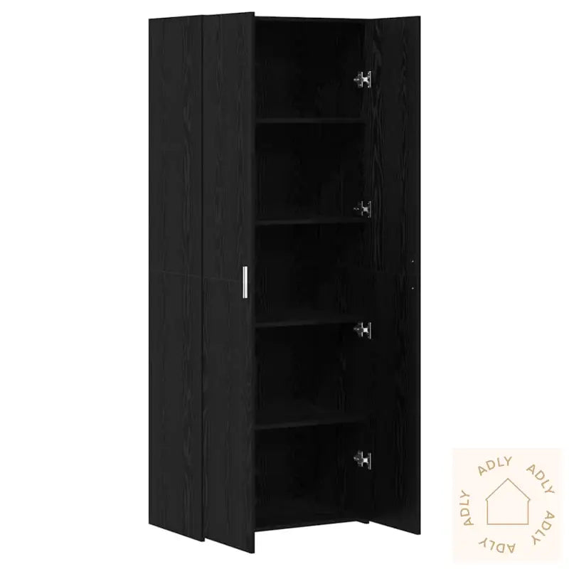 Høyskap Svart Eik 70X42.5X185 Cm Konstruert Tre