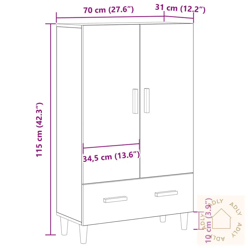 Høyskap I Svart Eik, 70X31X115 Cm, Laget Av Konstruert Tre