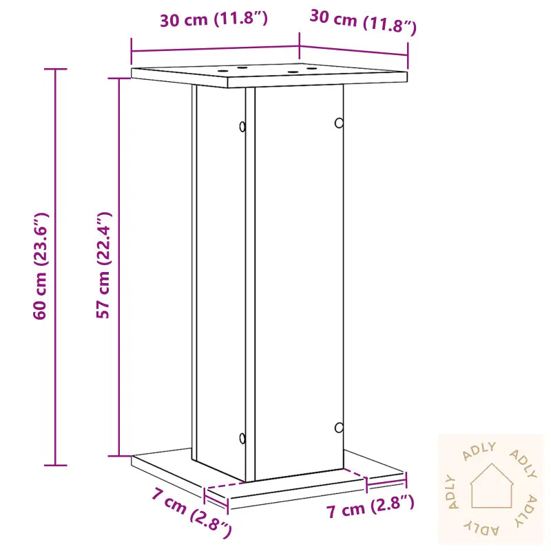 Høyttalerstativer 2 Stk Svart Eik 30X30X60 Cm Konstruert Tre