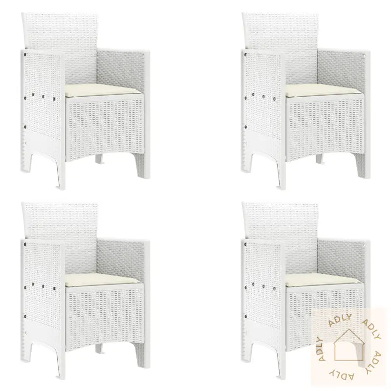 Hage Stoler Med Puter 4 Stk Hvit Poly Rattan