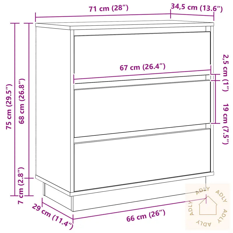 Nattbord Med Led Hvit 71X34,5X75 Cm Konstruert Tre