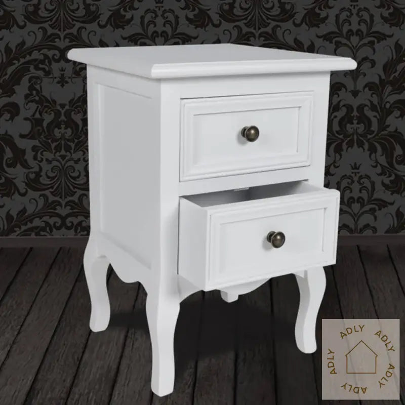 Nattbord Med 2 Skuffer Mdf Hvit