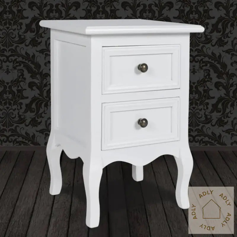 Nattbord Med 2 Skuffer Mdf Hvit