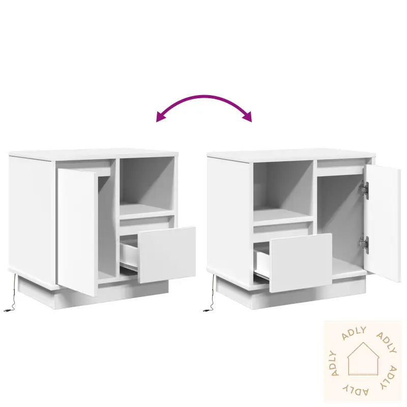 Nattbord Med Led Hvit 50X34,5X50 Cm