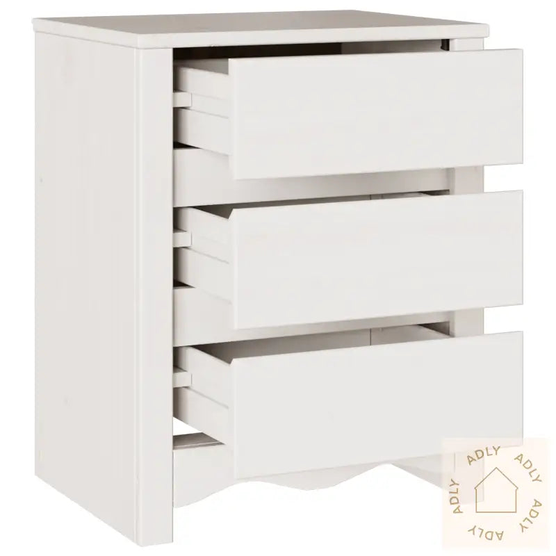 Nattbord &quot;Drammen&quot; Hvit 45X35X56 Cm Massivt Tre Furu