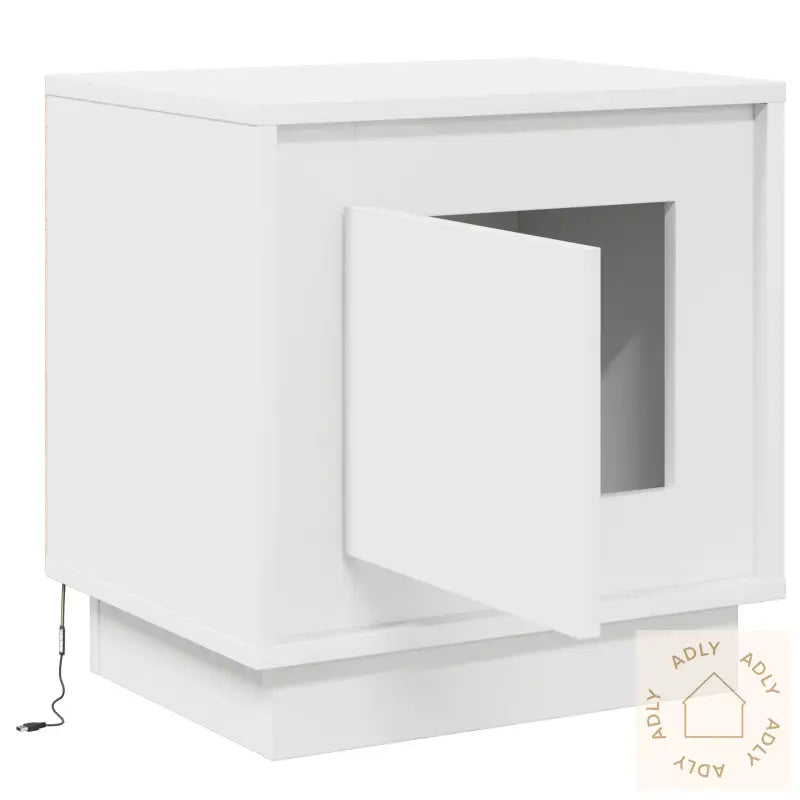 Nattbord Med Led-Lys Hvit 44X34,5X45 Cm
