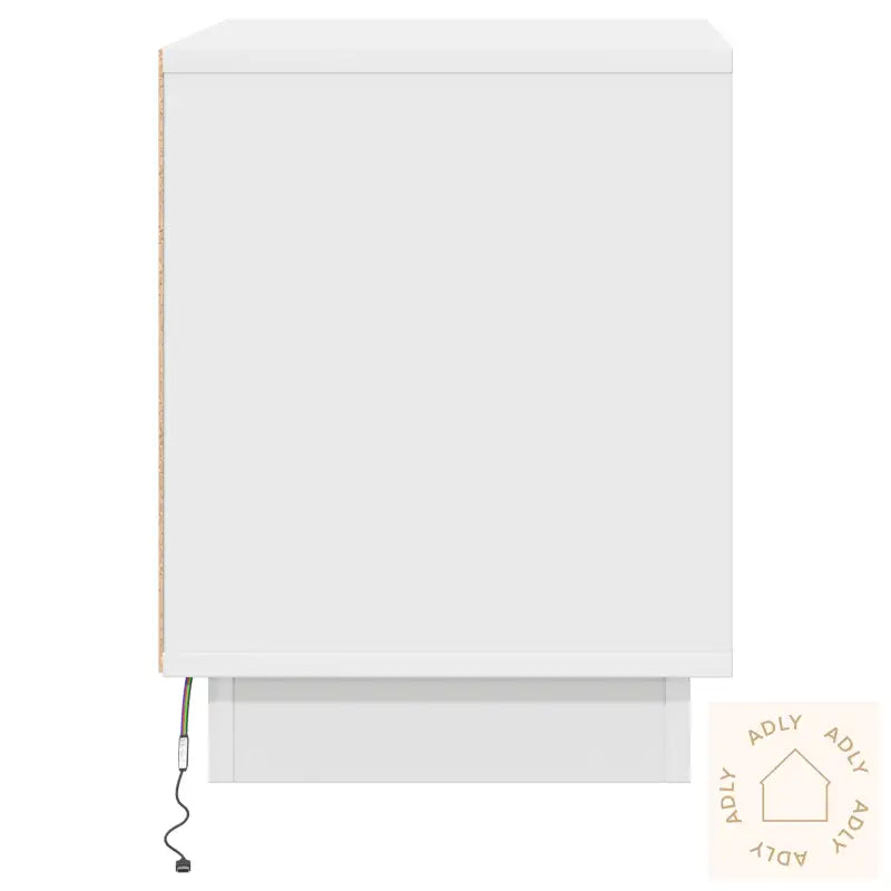 Nattbord Med Led-Lys Hvit 44X34,5X45 Cm